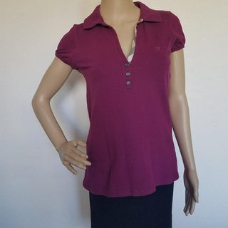 Burberry Purple Nova Check Trim Polo shirt M sz