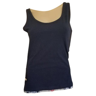 Burberry Navy Blue Nova Check Trim Sleeveless Top S sz