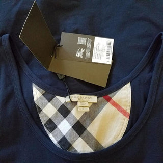 Burberry Navy Blue Nova Check Trim Sleeveless Top S sz