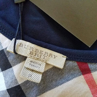 Burberry Navy Blue Nova Check Trim Sleeveless Top S sz