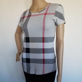 Burberry Beige Multicolor Exploded Check Plaid Top S sz