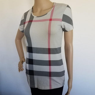 Burberry Beige Multicolor Exploded Check Plaid Top S sz