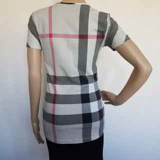 Burberry Beige Multicolor Exploded Check Plaid Top S sz