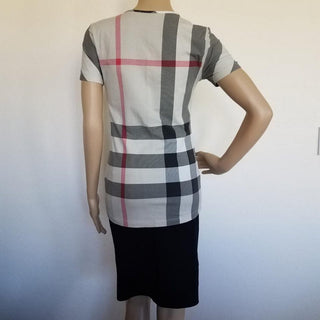 Burberry Beige Multicolor Exploded Check Plaid Top S sz