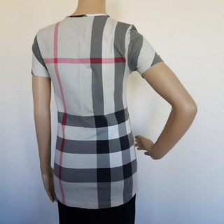 Burberry Beige Multicolor Exploded Check Plaid Top S sz