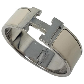 Cute Hermès Ivory Palladium plated Clic Clac H bracelet