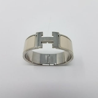 Cute Hermès Ivory Palladium plated Clic Clac H bracelet