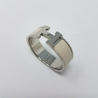 Cute Hermès Ivory Palladium plated Clic Clac H bracelet