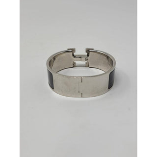 Hermès Black Enamel Palladium-Plated Clic Clac H bracelet