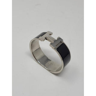 Hermès Black Enamel Palladium-Plated Clic Clac H bracelet