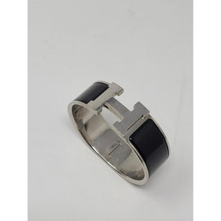 Hermès Black Enamel Palladium-Plated Clic Clac H bracelet