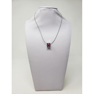 Hermès Pink Enamel Palladium-Plated Cage d'H charm necklace