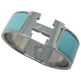 Hermès Blue Enamel Palladium-Plated Clic Clac H bracelet PM