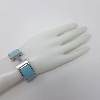 Hermès Blue Enamel Palladium-Plated Clic Clac H bracelet PM