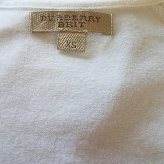 Burberry White Nova Check Trim T-shirt XS sz