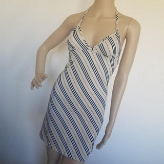 Burberry Beige Multicolor Striped Summer halter dress S sz