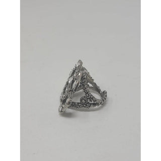 Gucci Silver-tone Crystal GG logo coctail ring 6 ¼ US