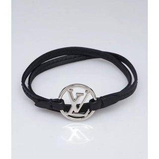 Louis Vuitton Black Leather LV Charm L To V Wrap Bracelet