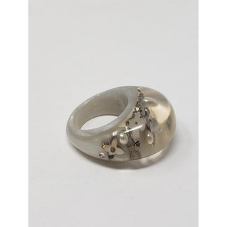 Louis Vuitton Grey Clear Inclusion silver charm ring 6 ¼ US