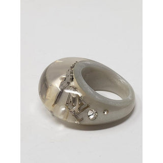 Louis Vuitton Grey Clear Inclusion silver charm ring 6 ¼ US