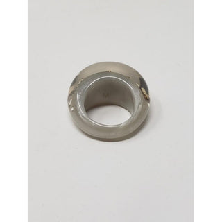 Louis Vuitton Grey Clear Inclusion silver charm ring 6 ¼ US