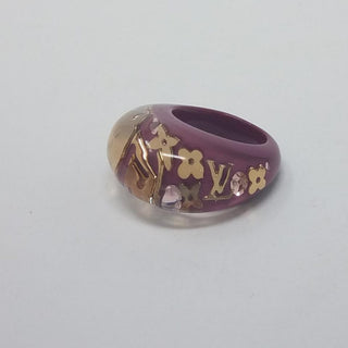 Louis Vuitton Burgundy Gold LV Charm Inclusion ring 6 sz