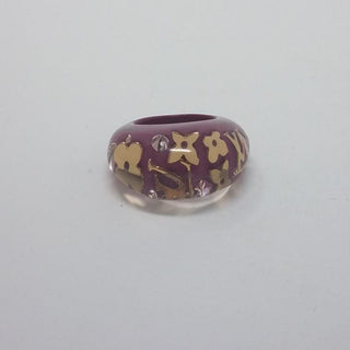 Louis Vuitton Burgundy Gold LV Charm Inclusion ring 6 sz