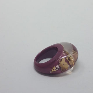 Louis Vuitton Burgundy Gold LV Charm Inclusion ring 6 sz