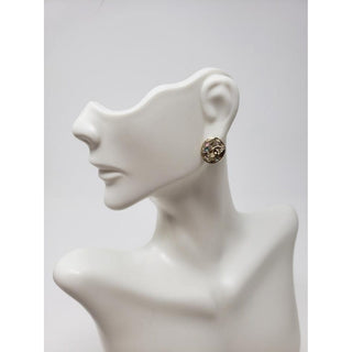 Chanel Gold-tone Interlocking CC Stud Earrings