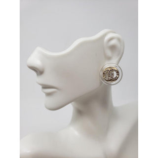 Chanel Gold-tone Crystal Interlocking CC Stud Earrings