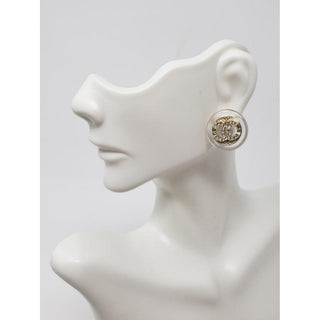 Chanel Gold-tone Crystal Interlocking CC Stud Earrings