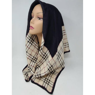 Burberry Black Nova Check Print Silk Square Scarf