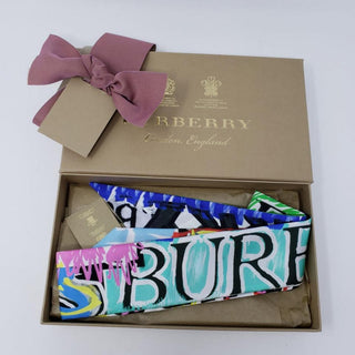 Burberry Multicolor 100% Silk Graffiti Monogram print Twilly