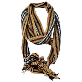 Burberry Brown Striped Fringe Scarf w/Tag