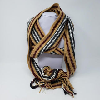 Burberry Brown Striped Fringe Scarf w/Tag