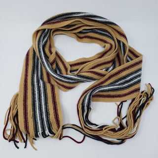 Burberry Brown Striped Fringe Scarf w/Tag