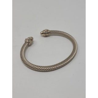 David Yurman Metallic Beige Aluminum Collection Cable Cuff Bracelet