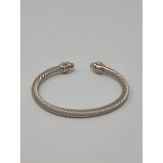 David Yurman Metallic Beige Aluminum Collection Cable Cuff Bracelet