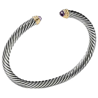 David Yurman Sterling Silver Amethyst Cable Classic Cuff