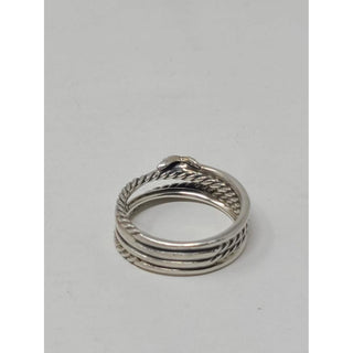 David Yurman Sterling Silver Crossover Diamond Ring 7 ¼ US