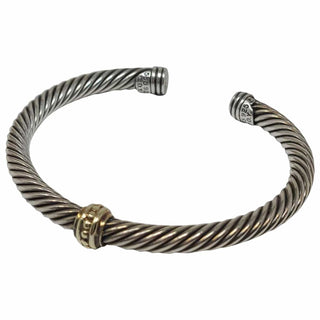 David Yurman Sterling Silver 14k gold single station cable cuff