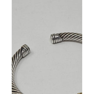 David Yurman Sterling Silver 14k gold single station cable cuff