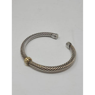 David Yurman Sterling Silver 14k gold single station cable cuff