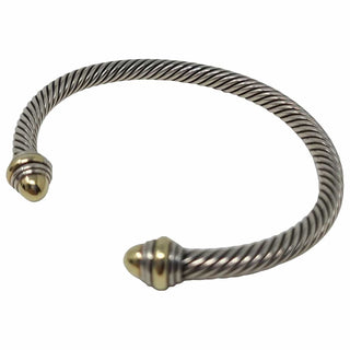 David Yurman Sterling Silver 14k gold caps cable classic cuff