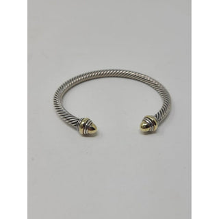 David Yurman Sterling Silver 14k gold caps cable classic cuff