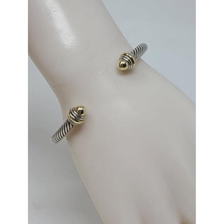 David Yurman Sterling Silver 14k gold caps cable classic cuff