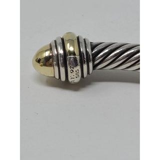 David Yurman Sterling Silver 14k gold caps cable classic cuff