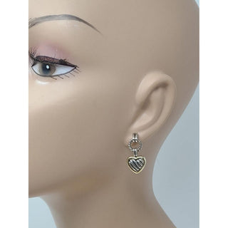 David Yurman Sterling Silver 18k Gold heart shaped drop earrings