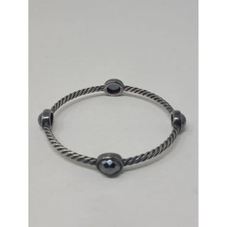 David Yurman Sterling Silver Hematite station cable classic bracelet