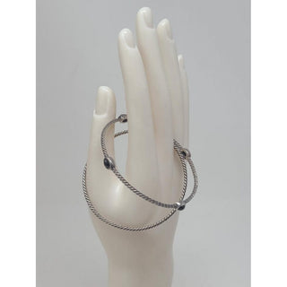 David Yurman Sterling Silver Onyx station double bangle bracelet